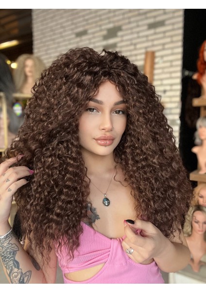 Afro Peruk Gerçek Saç Dokusunda Işıltılı Afro Dalga Peruk