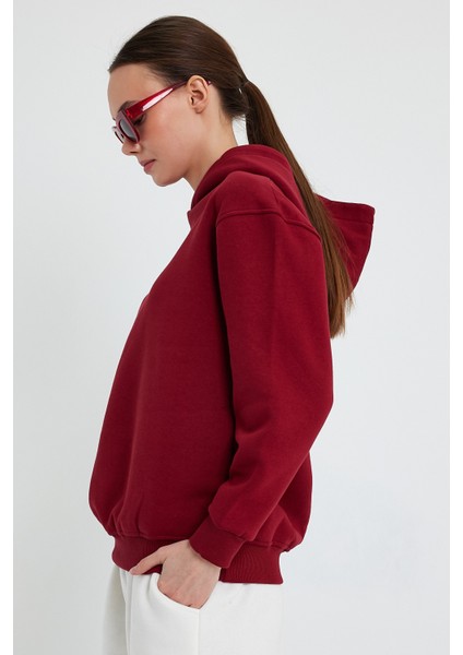 Bordo Hoodie, Oversize Hoodie, Kadın Hoodie modelleri