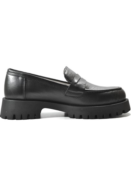 LF.200 Deri Siyah Kalın Taban Loafer Kadın Ayakkabı fırsatları