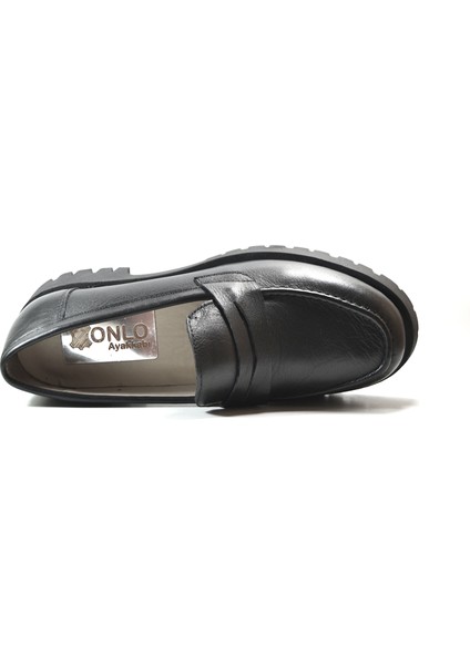LF.200 Deri Siyah Kalın Taban Loafer Kadın Ayakkabı indirimleri