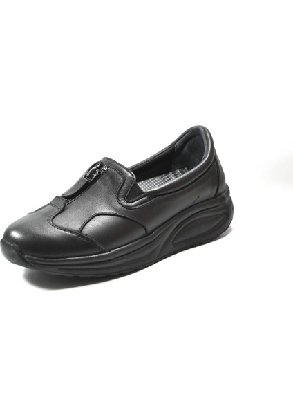 2603 Deri Siyah Ortopedik Hafif Kadın Anne Ayakkabı modelleri