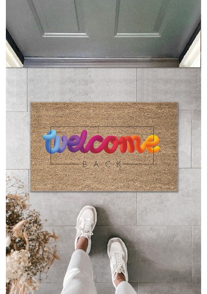 3D Baskı Özel Tasarım Kahverengi Karışık Renkli Welcome Kapı Paspası