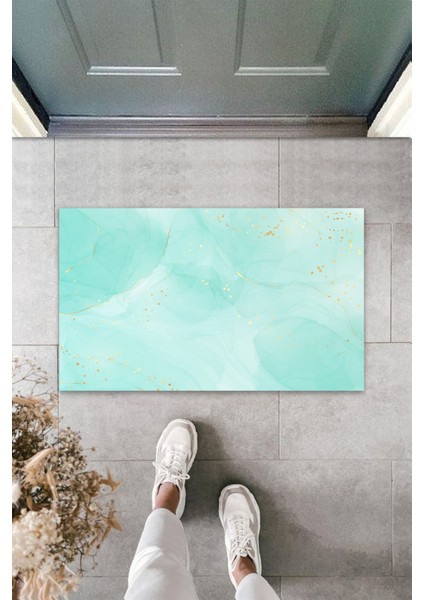 3D Baskı Özel Tasarım Modern Turkuaz Mavi Kapı Paspası Dış Mekan Paspas