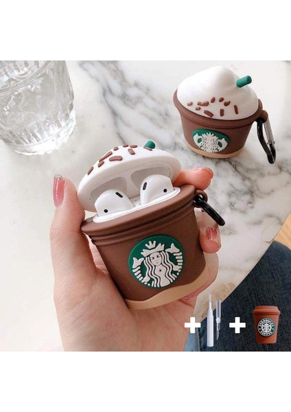 1. ve 2. Nesil Uyumlu Starbucks Kılıf, Starbucks Kablo Koruyucu ve 3'ü 1 Arada Kulaklık Temizleme Kalemi modelleri