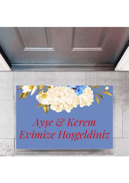 Kapı Önü Paspası Dekoratif Dijital Baskı Evimize Hoşgeldiniz P-2455