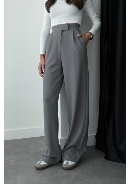 Gri Senta Cırt Cırt Kapamalı Palazzo Pantolon fiyatları
