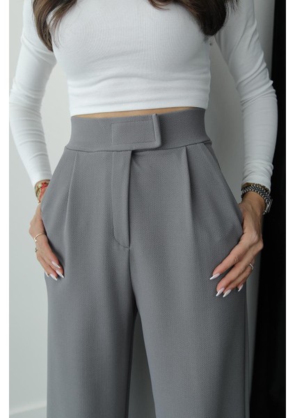 Gri Senta Cırt Cırt Kapamalı Palazzo Pantolon fırsatları