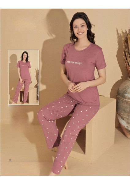 Kadın Milan Bisiklet Yaka Ince Kısa Kol Pijama Takımı 11009 - 1 Adet