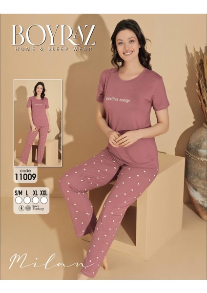 Kadın Milan Bisiklet Yaka Ince Kısa Kol Pijama Takımı 11009 - 1 Adet modelleri