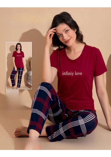 Kadın Milan Bisiklet Yaka Ince Kısa Kol Pijama Takımı 11007 - 1 Adet