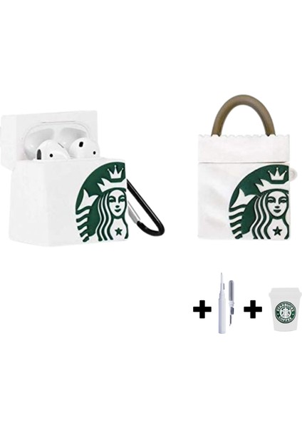 1. ve 2. Nesil Uyumlu Çanta Starbucks Kılıf, Starbucks Kablo Koruyucu ve 3 In 1 Kulaklık Temizleme Kalemi fiyatları