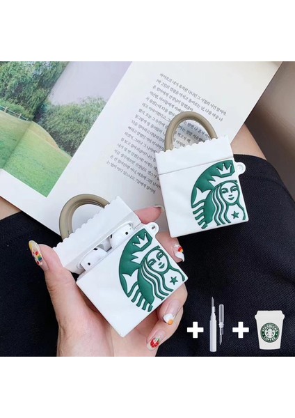 1. ve 2. Nesil Uyumlu Çanta Starbucks Kılıf, Starbucks Kablo Koruyucu ve 3 In 1 Kulaklık Temizleme Kalemi fırsatları