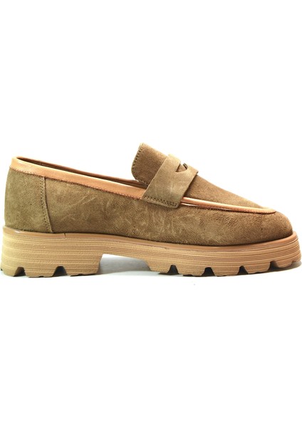 LF.201 Deri Siyah & Taba Kalın Taban Loafer Kadın Ayakkabı modelleri