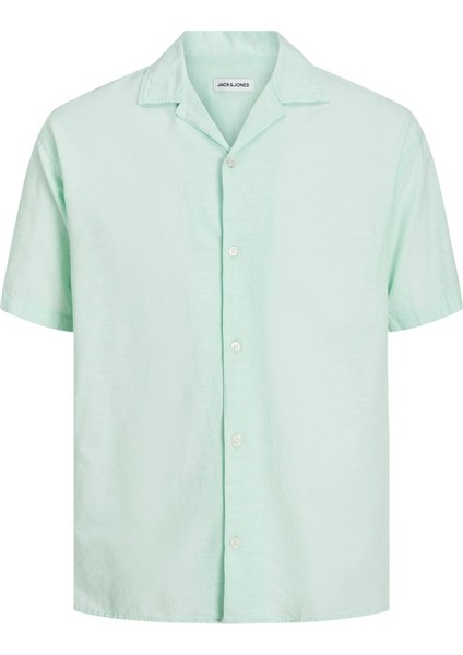 Linen Blend Resort Erkek Turkuaz Klasik Yaka Gömlek