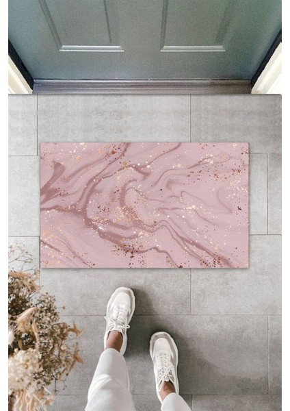 3D Baskı Özel Tasarım Modern Dalgalı Koyu Pembe Kapı Paspası Dış Mekan Paspas