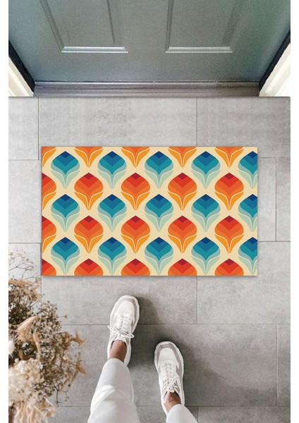 3D Baskı Özel Tasarım Turuncu Kapı Önü Paspası Lale Motif Desen Paspas