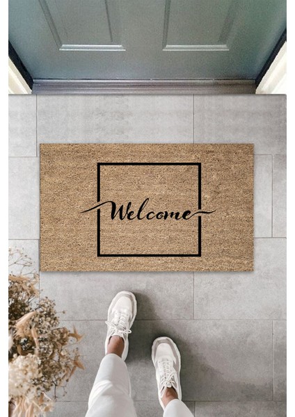 3D Baskı Özel Tasarım Siyah Kapı Önü Paspası Welcome Desen Paspas