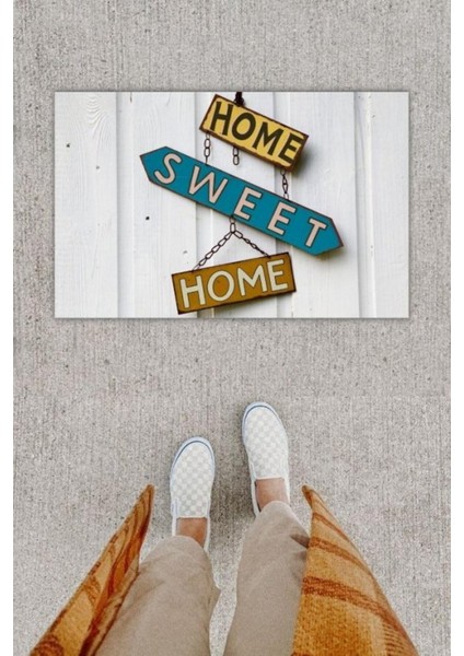 3D Baskı Özel Tasarım Home Sweet Home Beyaz Kapı Önü Paspası