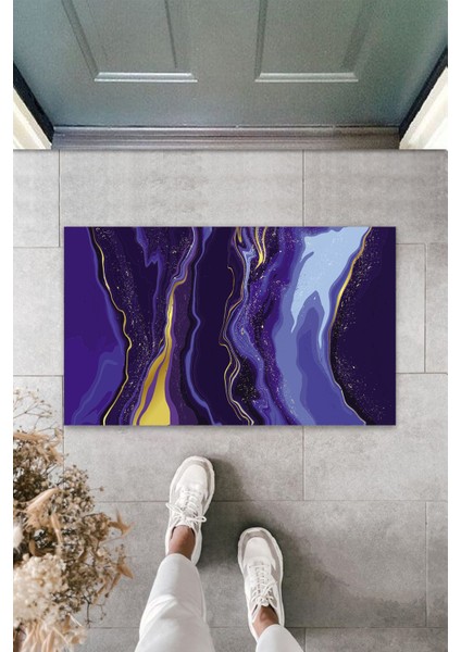 3D Baskı Özel Tasarım Modern Dalgalı Açık Mavi Kapı Paspası Dış Mekan Paspas