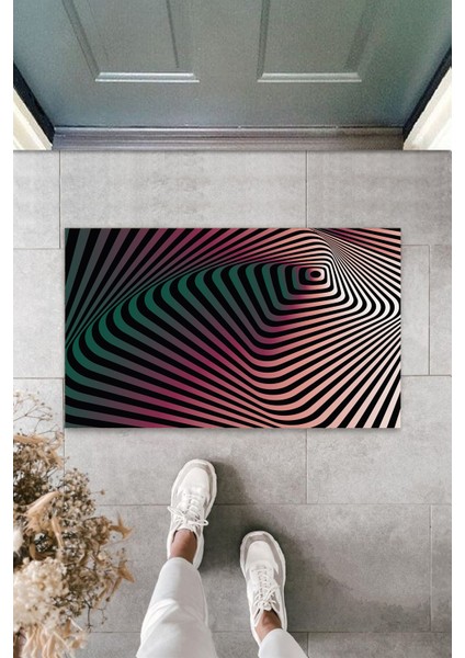 3D Baskı Özel Tasarım 3D Spiral Siyah-Pembe Kapı Paspası Dış Mekan Paspas