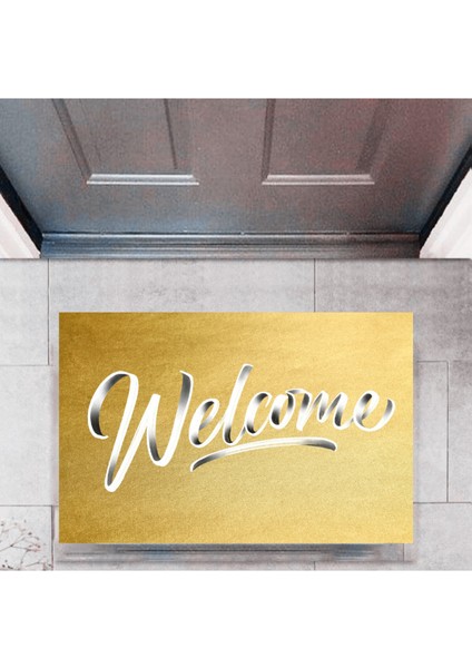 Kapı Önü Paspası Dekoratif Dijital Baskı Welcome P-2324