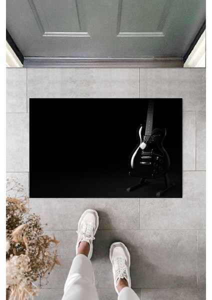 3D Baskı Özel Tasarım Elektro Gitar Siyah Kapı Paspası Dış Mekan Paspas