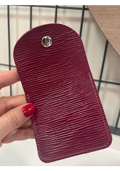 Ö Harfli Kare Model Bordo (Epi Baskılı ) & Siyah Hakiki Deri Mini Bozuk Para Cüzdanı Airpod