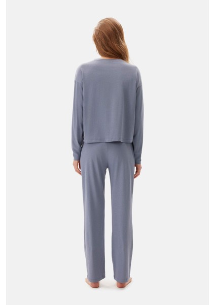 Mavi Bis Yaka Uzun Kollu Celllıant Pijama Takımı fiyatları