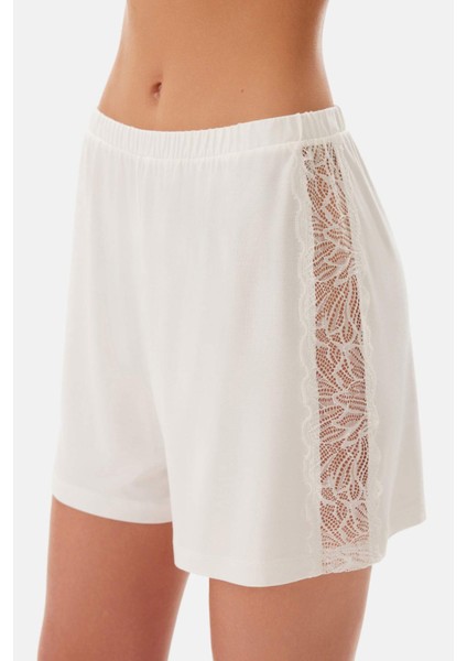 Ekru Dantel Detaylı Atlet Şort Pijama Takımı indirimleri
