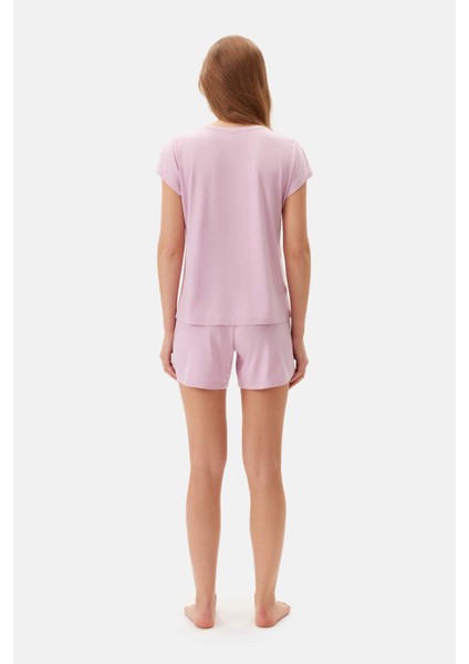 Pembe Kayık Yaka Tişört Şort Cellıant Pijama Takımı