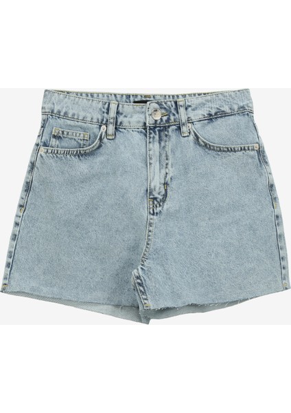 Normal Bel Basic Açık Indigo Kadın Şort F4SL-SHT0482