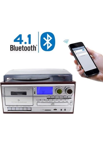 Ultratekno KN-120 Kumandalı Hoparlörlü Bluetoothlu Cd'li Kaset USB Radyo Özellikli Pikap