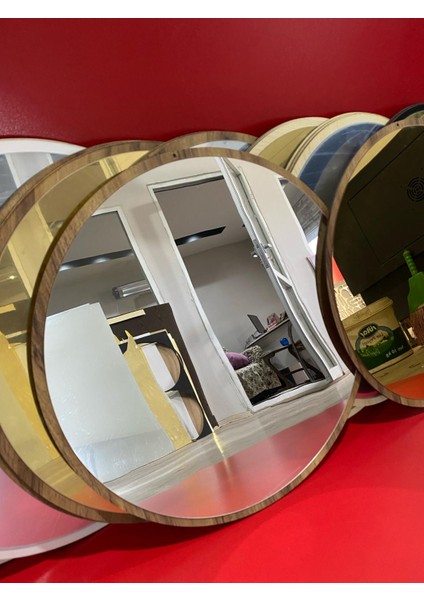 40 cm Dekoratif Yuvarlak Ayna | Pleksi gold Ayna