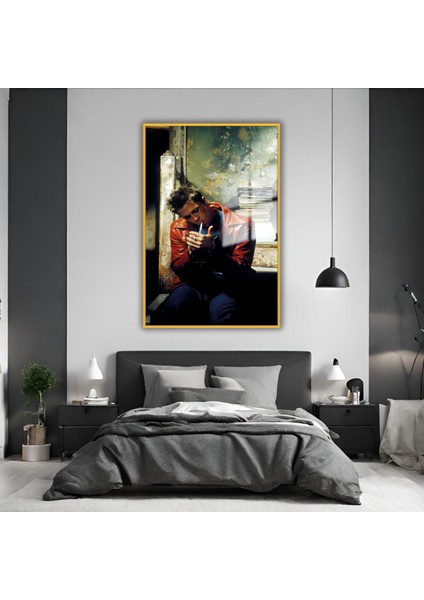 Metal Çerçeveli Temperli Cam Tablo Brad Pitt In Fight Club