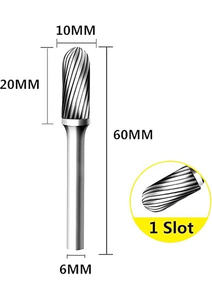 Namuny 2 Adet 10MM Alüminyum Kesme Uçları Tek/çift Bıçaklı Tungsten Karbür Çapak Dosyası 1/4 Saplı Döner Alet Için (C Tipi) (Yurt Dışından)