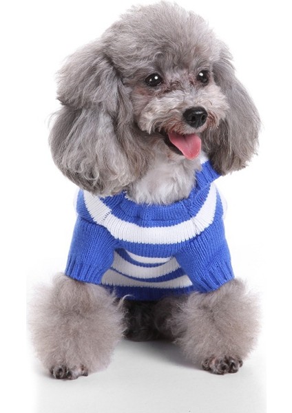 Köpek Kapşonlu, Kapşonlu Çizgili Mavi Köpek Kazak, Sıcak Evcil Hayvan Kazak Kazak, Köpek Kıyafeti Ceket Giyim Beden S (Yurt Dışından)