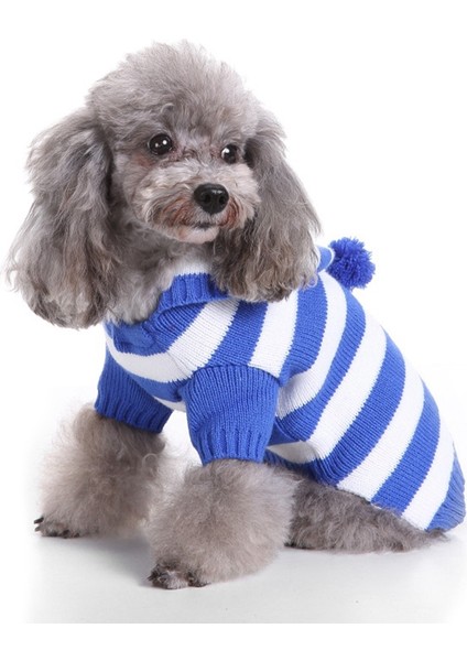Köpek Kapşonlu, Kapşonlu Çizgili Mavi Köpek Kazak, Sıcak Evcil Hayvan Kazak Kazak, Köpek Kıyafeti Ceket Giyim Beden S (Yurt Dışından)