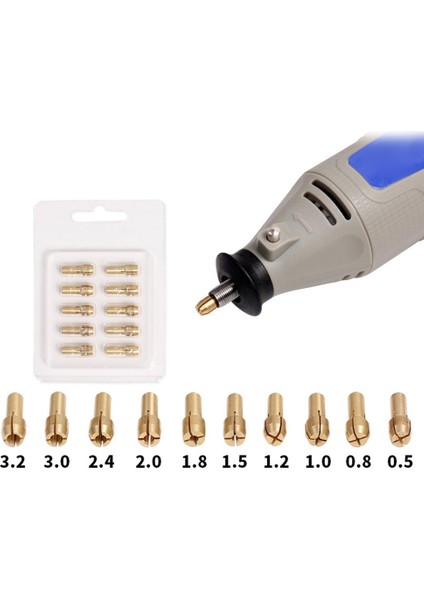 10 Pcs Mini Matkap Brcollet Chuck Seti Döner Alet Için Taşlama Chuck - Altın (Yurt Dışından)