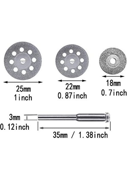 37 Adet Elmas Kesme Tekerleği (25MM/22MM/18MM), Elmas Kaplamalı Kesme Tekerleği ve Dremel Döner Alet Için 6 Adet 3mm Mandrel (Yurt Dışından)