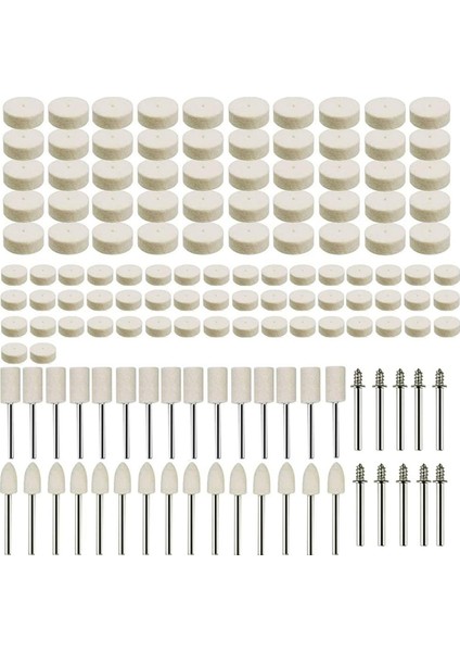 140 Adet Keçe Parlatma Aparatı Seti Yün Keçe Parlatma Diski Parlatma Kafaları Torna Aleti Aksesuarı (Yurt Dışından)