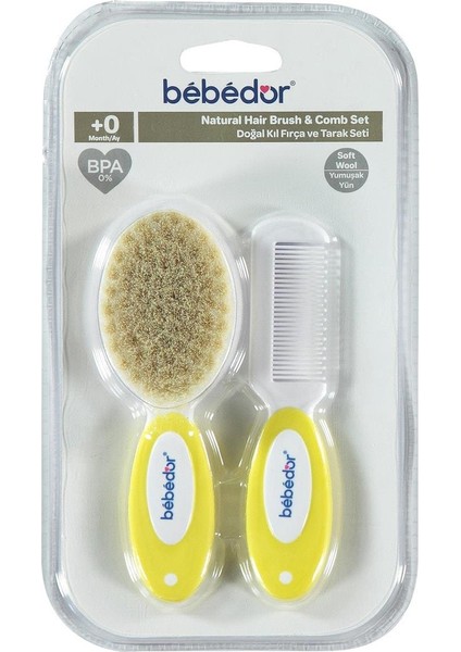 Doğal Kıl Fırça ve Tarak Seti Sarı