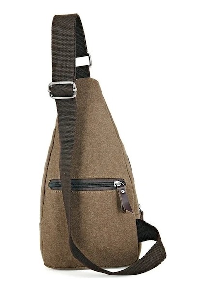 Haki-Omuz Crossbody Çanta Erkekler Için Kısa Seyahat Messenger Göğüs Çanta Işık Açık Vintage Kanvas Deri Rekreasyon Satchel Çanta (Yurt Dışından)