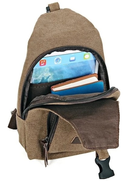 Haki-Omuz Crossbody Çanta Erkekler Için Kısa Seyahat Messenger Göğüs Çanta Işık Açık Vintage Kanvas Deri Rekreasyon Satchel Çanta (Yurt Dışından)
