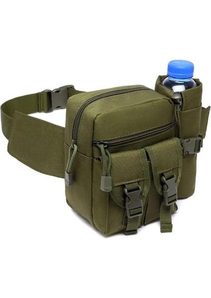Ordu Yeşil-Taktik Erkekler Bel Paketi Naylon Yürüyüş Su Şişesi Telefon Kılıfı Doğa Sporları Ordu Askeri Avcılık Tırmanma Kamp Kemer Çantası (Yurt Dışından)