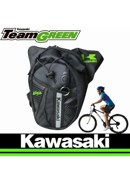 Siyah-Yeni Kawasaki Bisiklet Çantası Motosiklet Çantası Erkek ve Kadın Açık Bacak Çantası Yürüyüş Bel Çantası Dağcılık Çantası (Yurt Dışından)