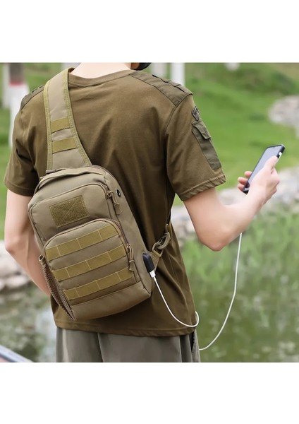Ordu Yeşil-Usb Taktik Göğüs Çantası Askeri Ordu Sling Sırt Çantası Çanta Doğa Sporları Balıkçılık Yürüyüş Seyahat Avcılık Kamp Omuz Çantaları (Yurt Dışından)