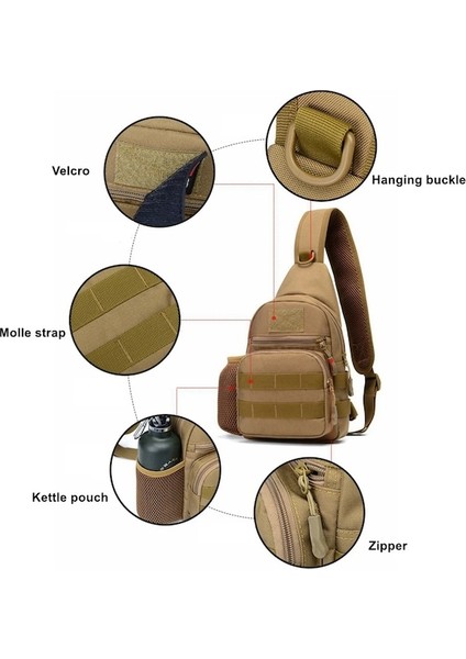 Haki-Askeri Taktik Çanta Ordu Kamuflaj Molle Sırt Çantası Multicam Naylon Avcılık Kamp Yürüyüş Sling Crossbody Erkekler Omuz Çantaları (Yurt Dışından)