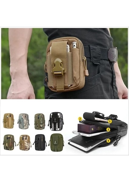 Armygreen-Erkek Askeri Seyahat Kamp Bel Çantası Taktik Çanta Kemer Bel Çantası Küçük Cep Askeri Bel Çantası Koşu Çantası Yumuşak Geri (Yurt Dışından)
