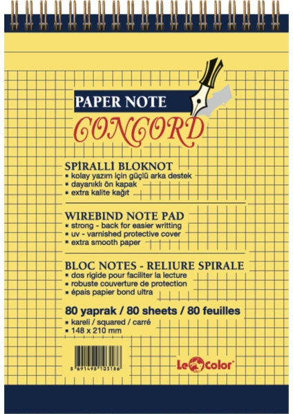 Le Color Concord Ofis Bloknot A5 Kareli Sarı