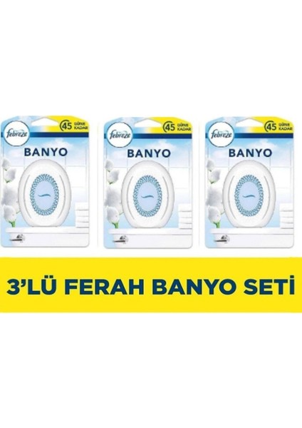 Banyo Hava Ferahlatıcı Oda Kokusu 3'lü Set (Temiz Çarşaf Ferahlığı)